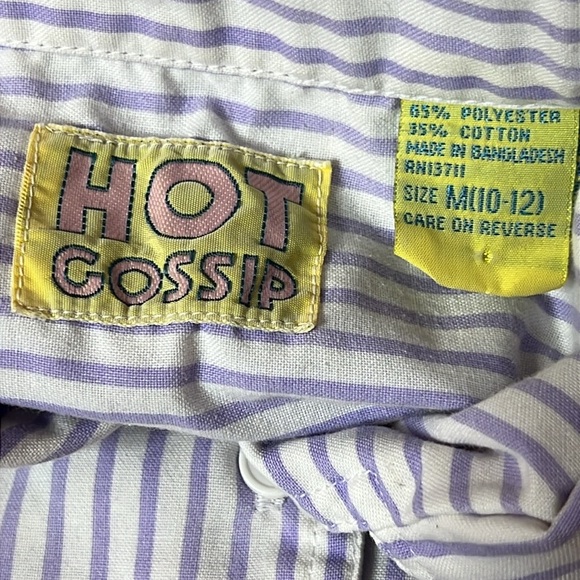 Vintage 80s 90s Hot Gossip Kids Blouse M 10-12 Striped Polka Dot Flamingo Shirt - Picture 3 of 7